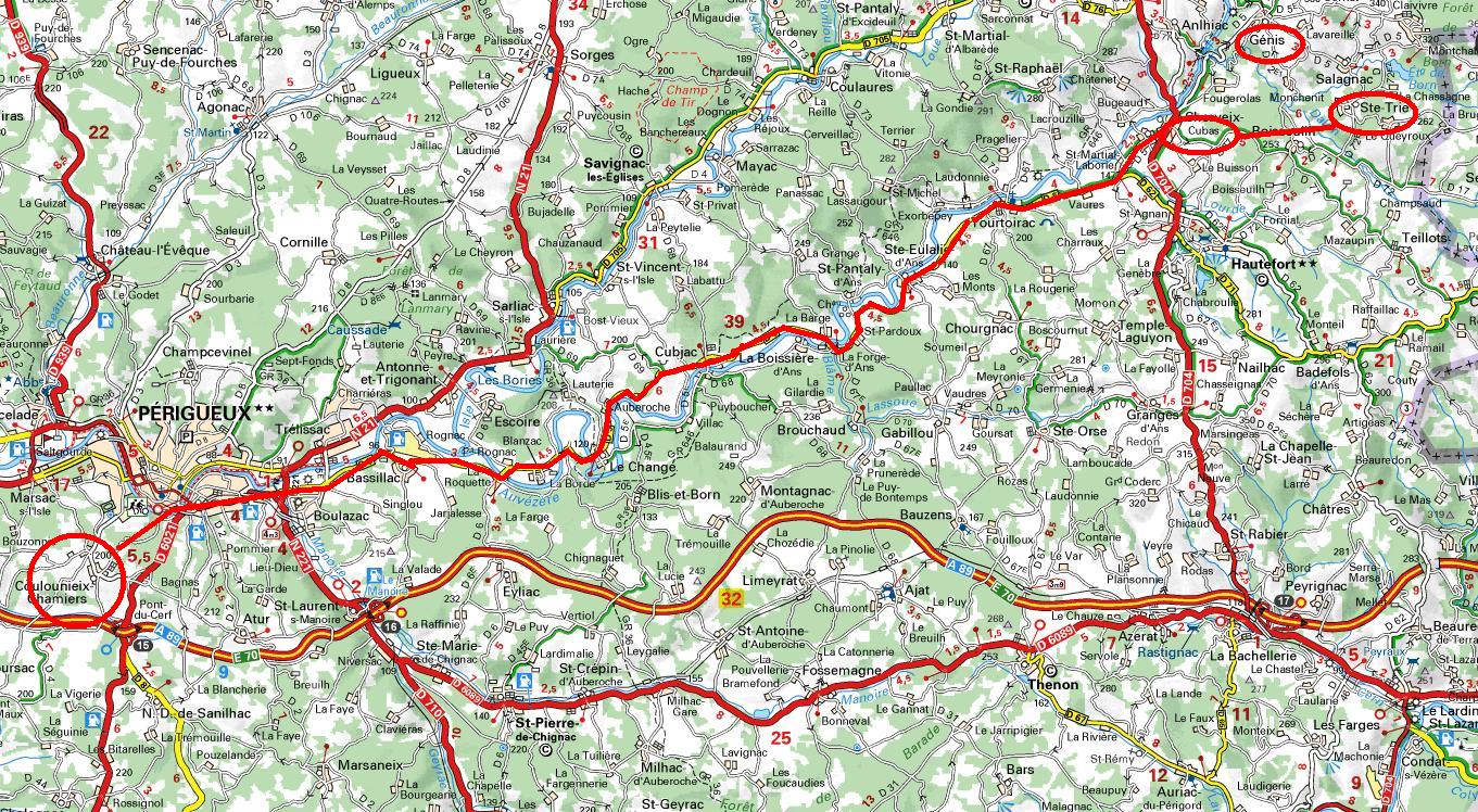 carte geographique de la dordogne